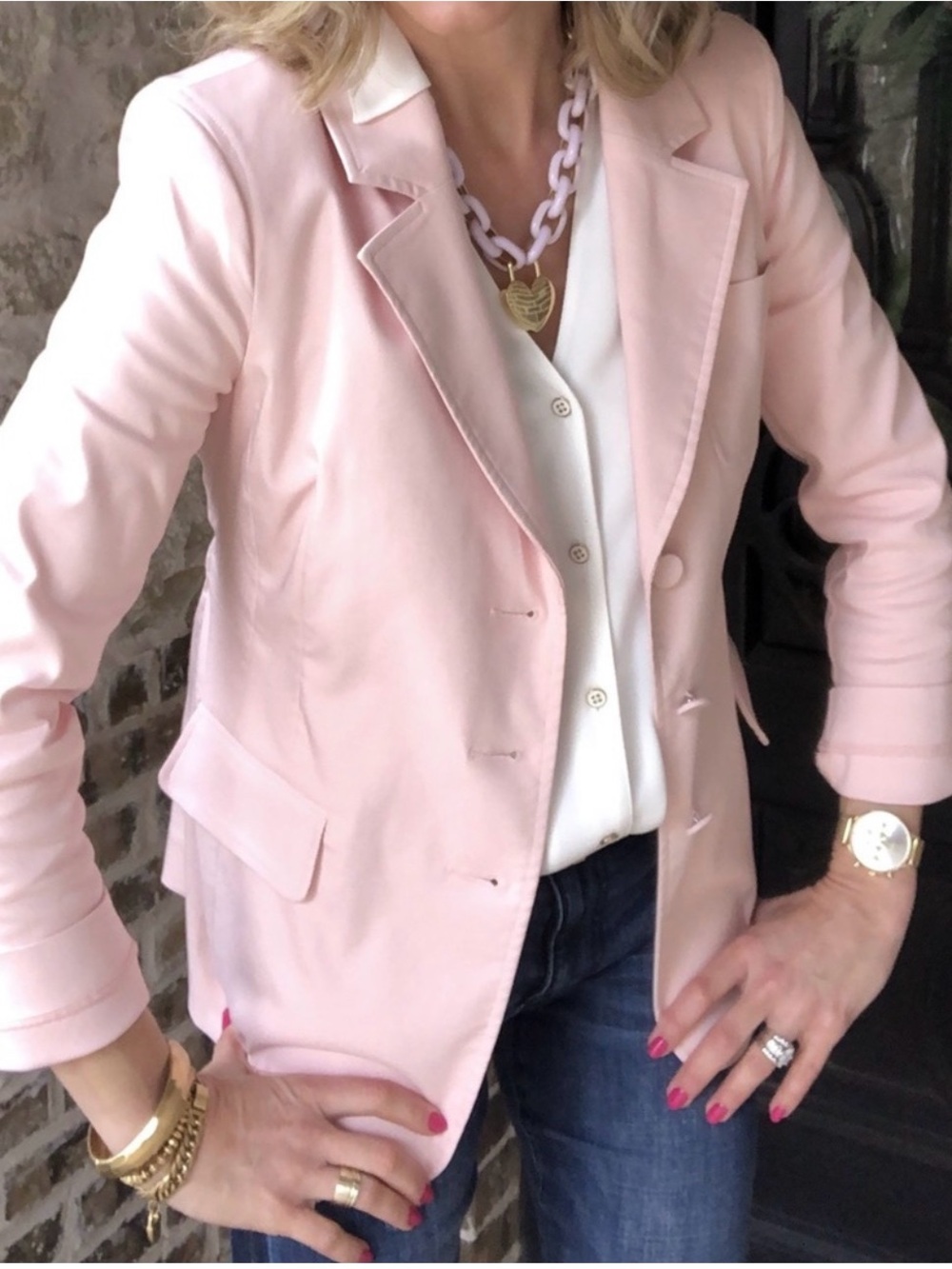 Cabi Grace Blazer, size 6, in a beautiful soft blush pink.